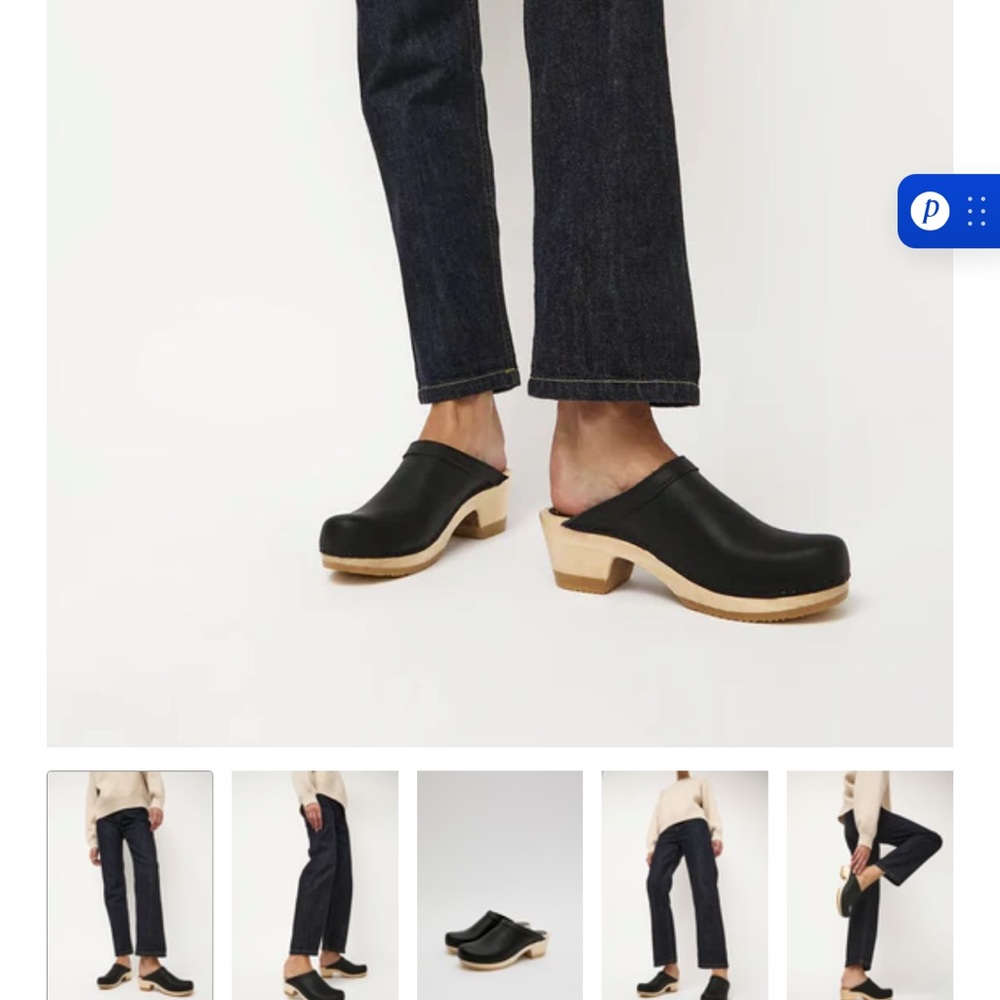 No. 6 Black Leather Clogs